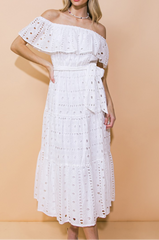 Billie Off Shoulder Cotton Midi Dress