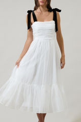 Charming Black Bow Midi Dress