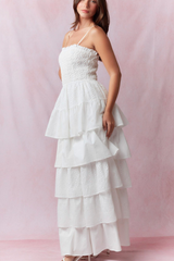 Cotton Eyelet Ruffled Maxi Dress