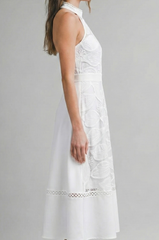 High Neck Lace Midi Dress