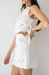 Bow Detailed Crop Top and Mini Skirt Set