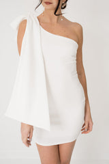 One Shoulder Dress with Oversized Ribbon