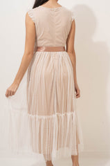 Ivory Lace Layered Midi Dress