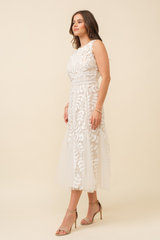 Lace Leaves Midi Dress
