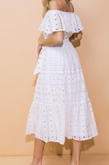 Billie Off Shoulder Cotton Midi Dress