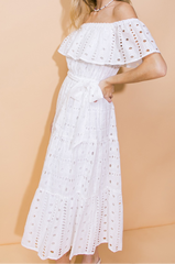 Billie Off Shoulder Cotton Midi Dress