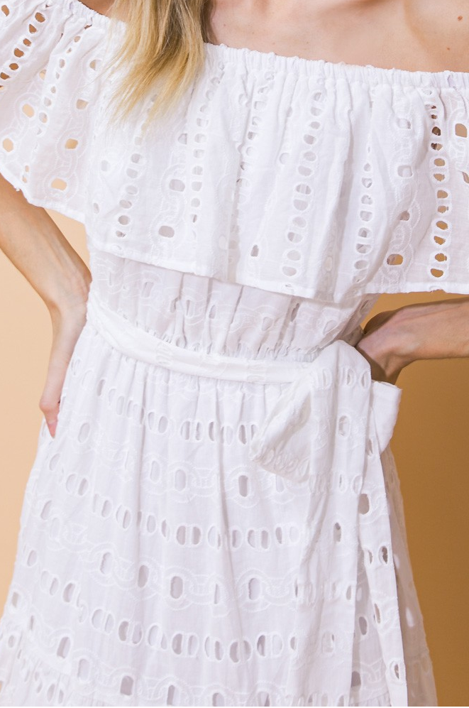 Billie Off Shoulder Cotton Midi Dress
