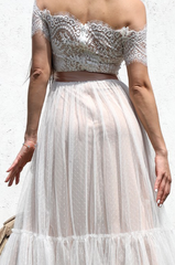 Organza Off Shoulder Lace Dress