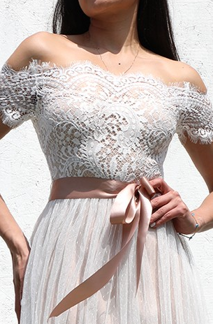 Organza Off Shoulder Lace Dress