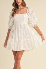 Bow Pearl Tulle Mini Dress