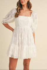 Bow Pearl Tulle Mini Dress