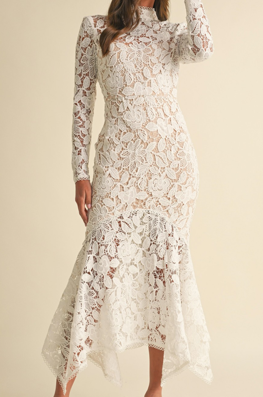 Gorgeous Floral Lace Long Sleeve Midi Dress - Best Seller!