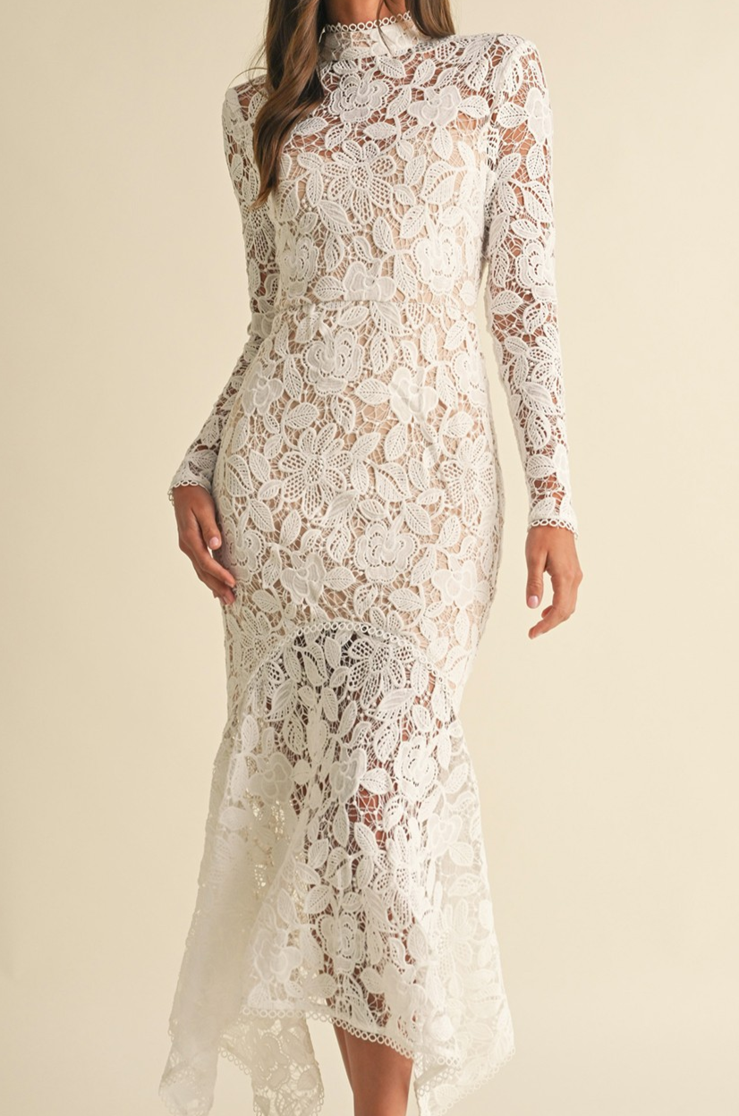 Gorgeous Floral Lace Long Sleeve Midi Dress - Best Seller!