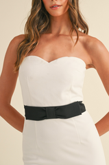 Waist Bow Strapless Midi Dress