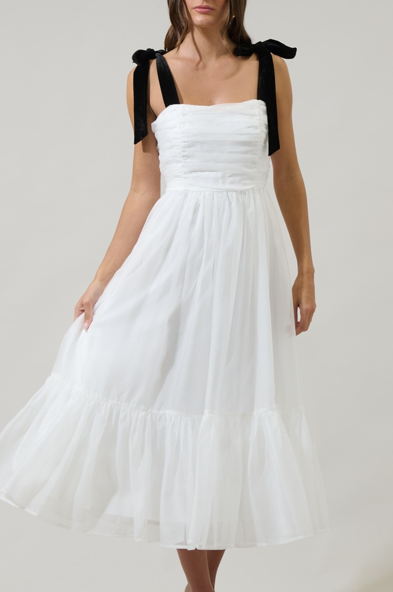 Charming Black Bow Midi Dress