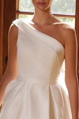 Amelia Satin Midi One Shoulder Dress
