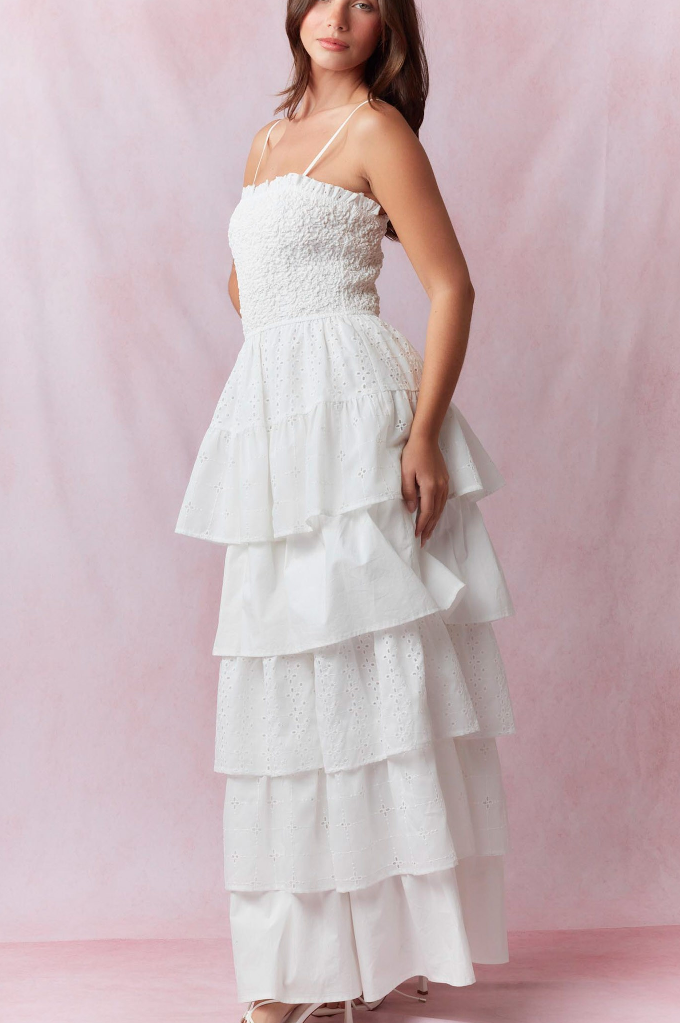 Cotton Eyelet Ruffled Maxi Dress