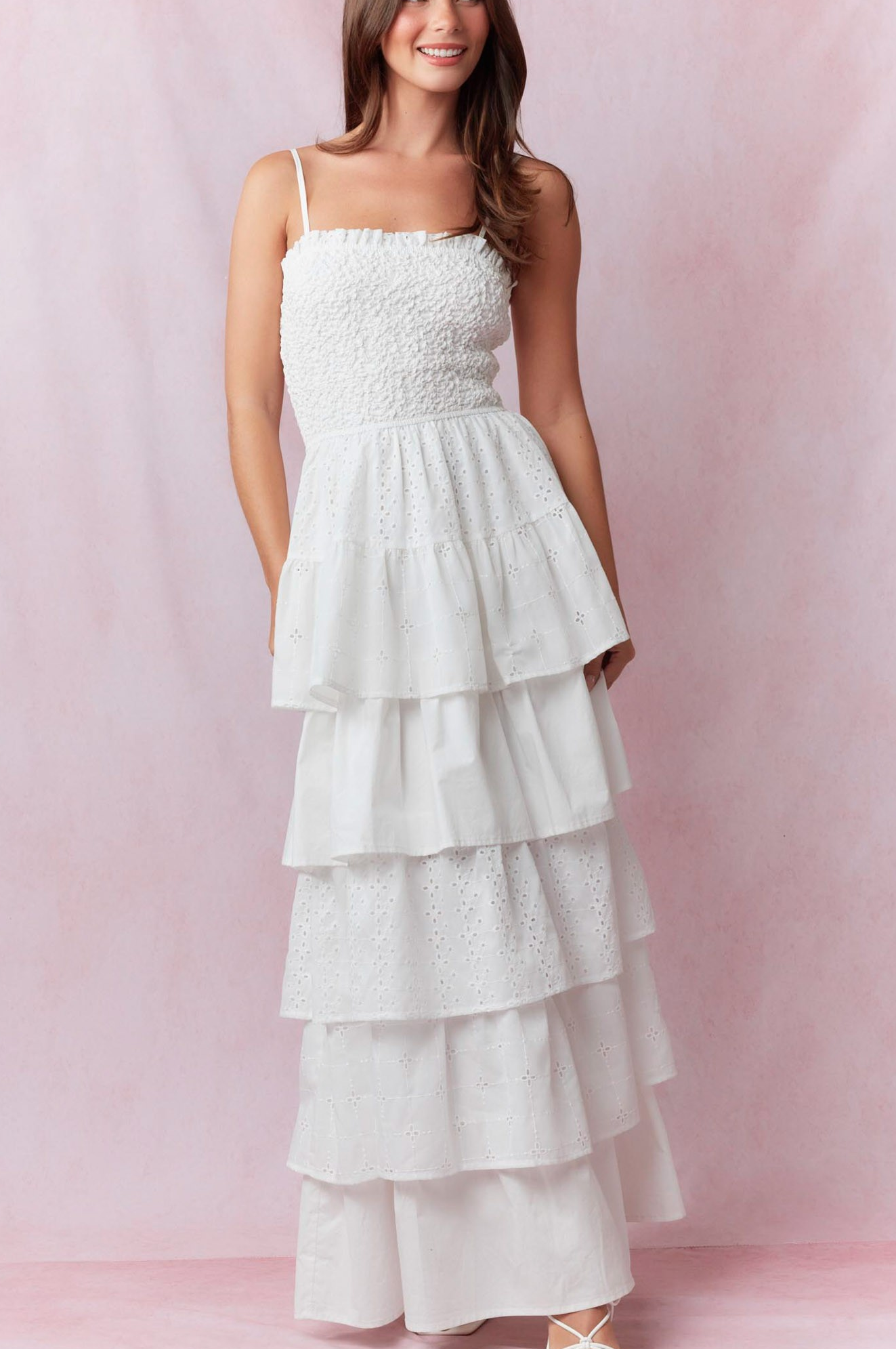 Cotton Eyelet Ruffled Maxi Dress