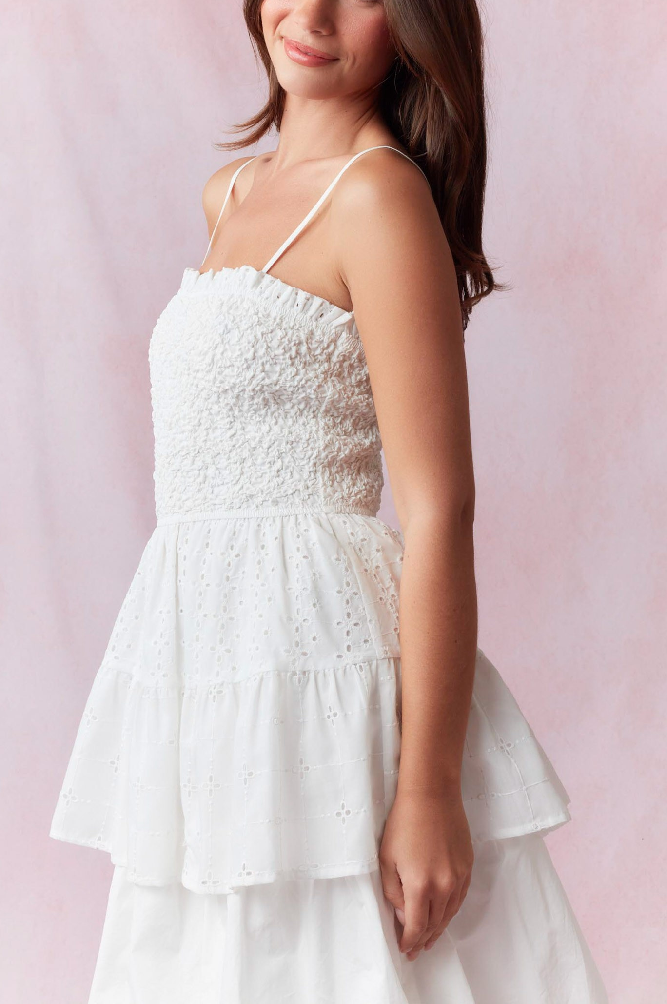 Cotton Eyelet Ruffled Maxi Dress
