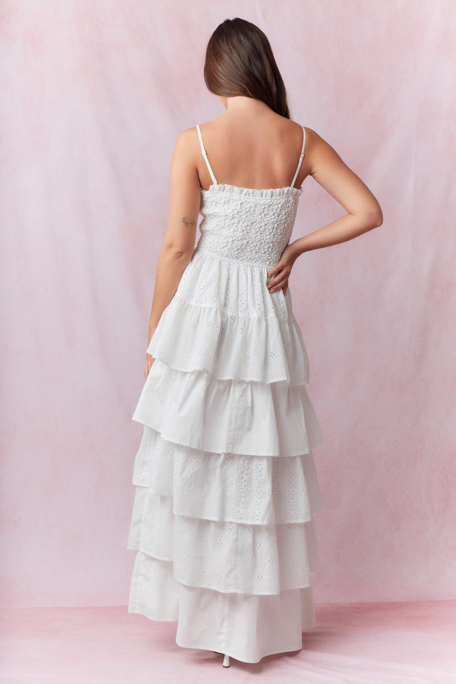 Cotton Eyelet Ruffled Maxi Dress