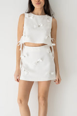 Bow Detailed Crop Top and Mini Skirt Set