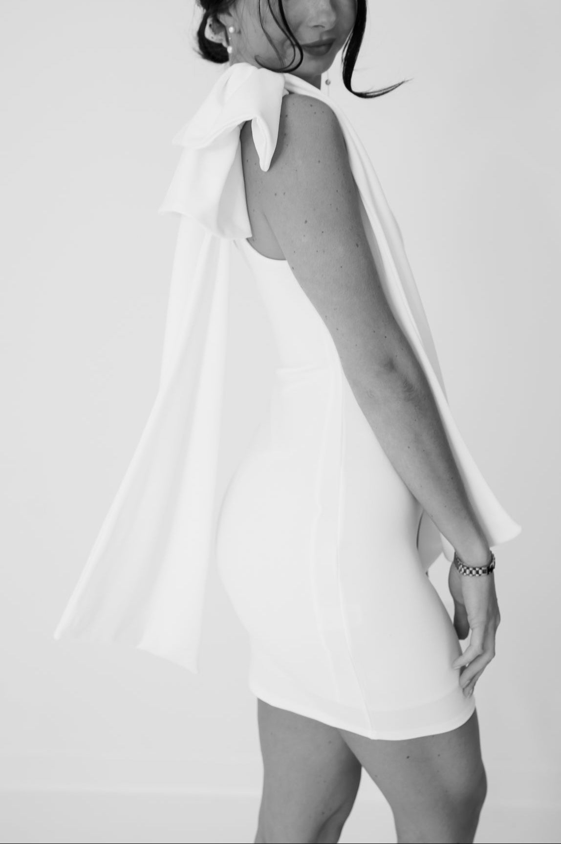 One Shoulder Dress with Oversized Ribbon