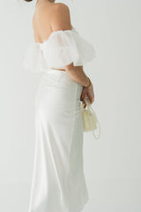 Solid Satin Midi Skirt