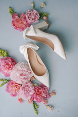 Chloe Satin Bow Chunky Heels