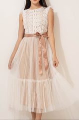 Ivory Lace Layered Midi Dress