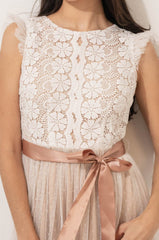 Ivory Lace Layered Midi Dress