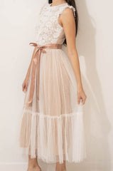 Ivory Lace Layered Midi Dress