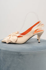 Bow Satin Heel Sandals